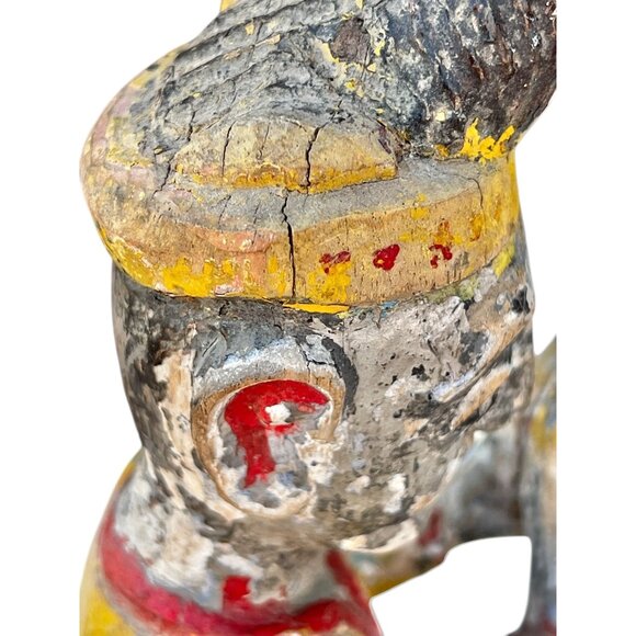 Antique Hand-Carved Wooden Kneeling Monk Statue With Praying Hands - Picture 6 of 16